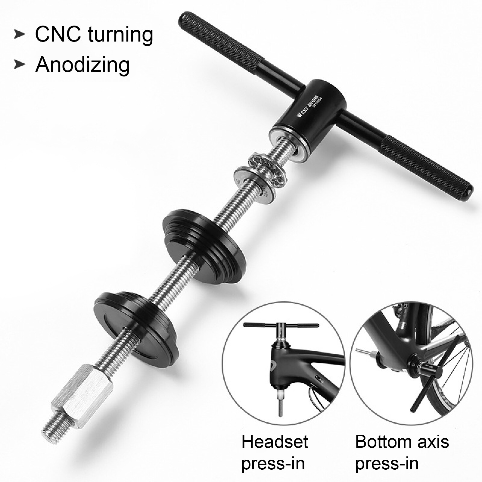 Axis Press Tool CNC Processing Anti-Slip Handle Stainless Steel Bottom Bracket Press Maintenance Tool for MTB