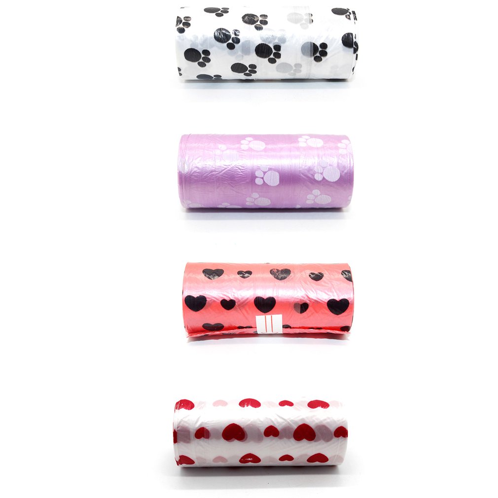 1 Roll Pet Dog Waste Poop Bag Poo Printing Clean-up Bag Outdoor Home Garbage Bag Carrier Pet Supplies