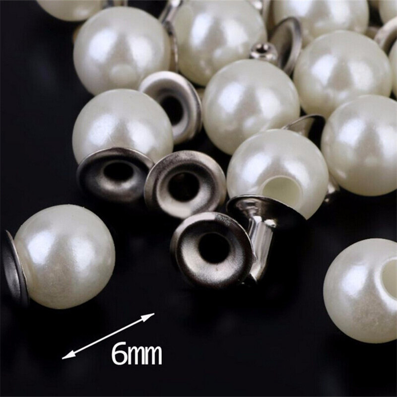 100 Bộ Hạt Đinh Tán Acrylic, Đinh Tán Giả Ngọc Trai Dành Cho Đinh Ghim Cài Đinh Tán Quần Áo/Túi Xách/Giày 6MM