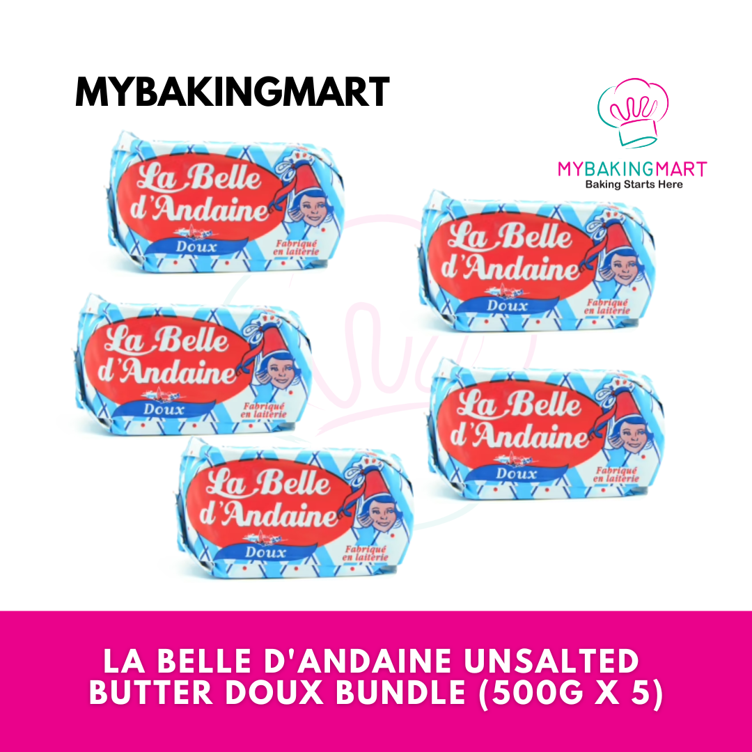 Mybakingmart La Belle D'Andaine Unsalted Butter Doux (500g x 5