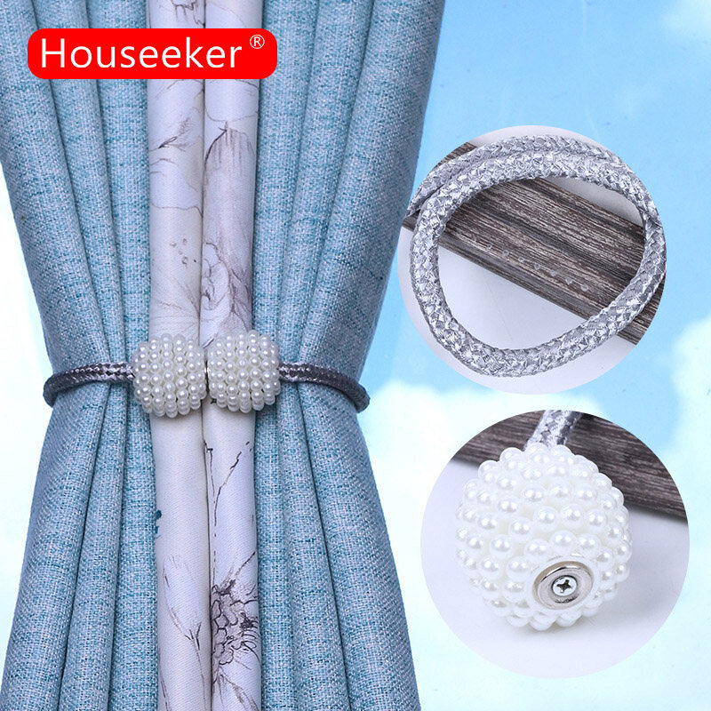 Pearl Magnet Curtains Buckles Modern Window Curtains Magnetic Tieback Holder Clips Holdbacks Curtain Strap Accessories