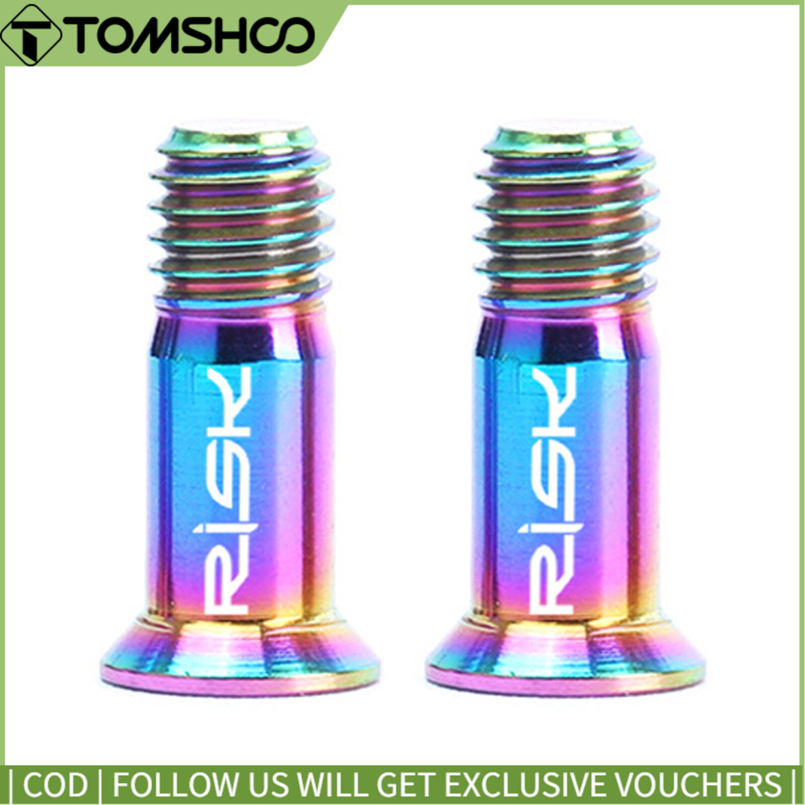 RISK 2PCS Titanium Bicycle Rear Derailleur Jockey Wheel Bolt for MTB Road Bike M5×14.2mm Bike Guide Roller Bolt Screw