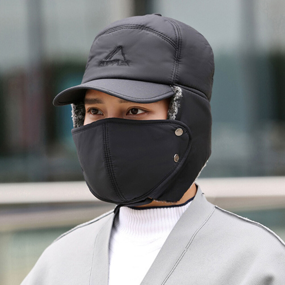 Winter Men Windproof Hat Warm Full Face Detachable Mask Outdoor Baseball Cap