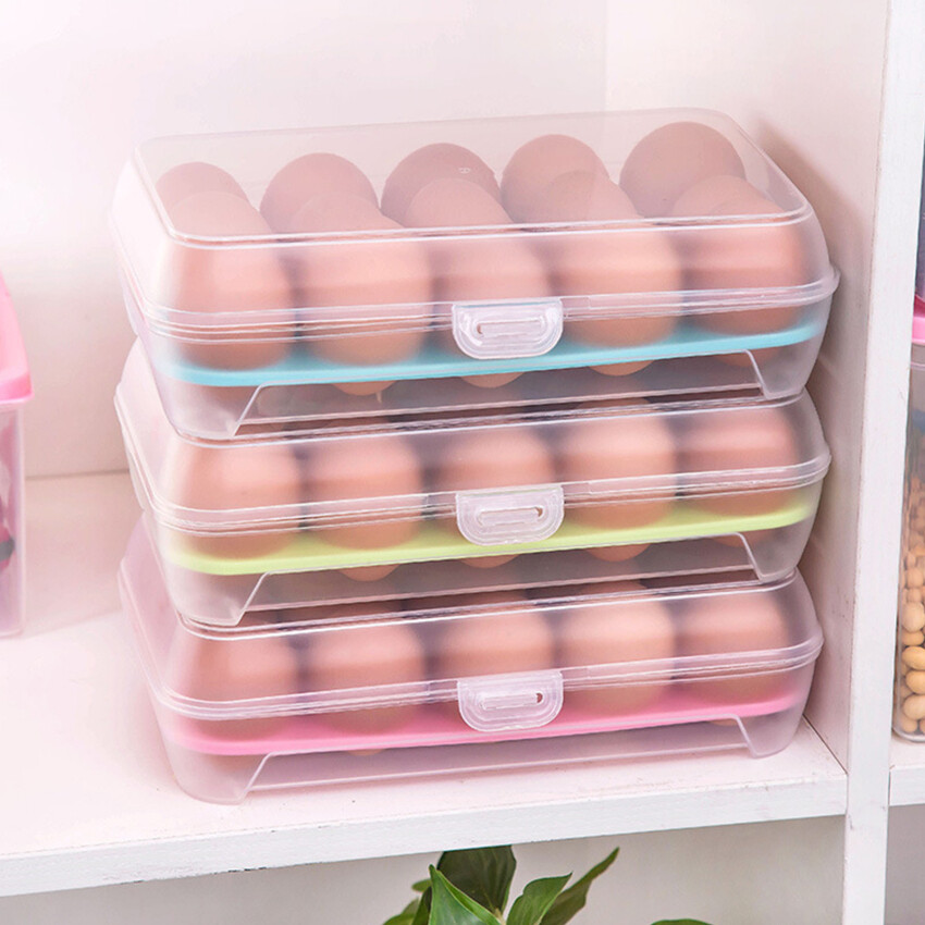 15 Grid Kitchen Egg Storage Case Refrigerator Storage Box Fridge Egg Protect Storage ContainerBox Kitchen Accessories