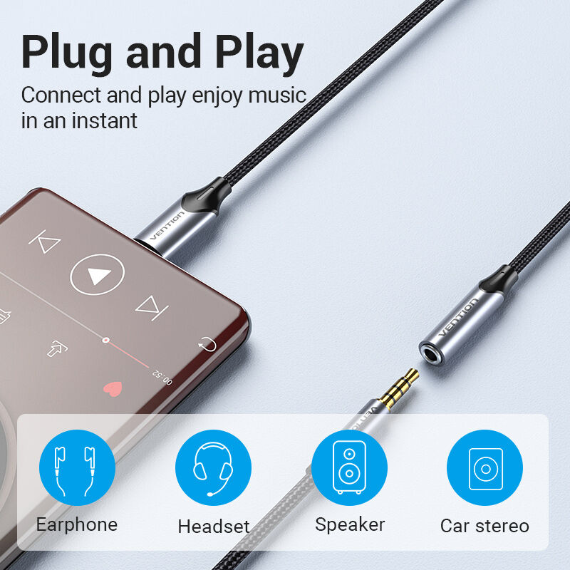 Vention DAC Chuyển Đổi USB-C Sang 3.5mm - Cáp Âm Thanh Số Không Dây - Chất Lượng Hi-Fi Cao Cấp - Tương Thích Mọi Thiết Bị - Hỗ Trợ Điều Khiển & Micro