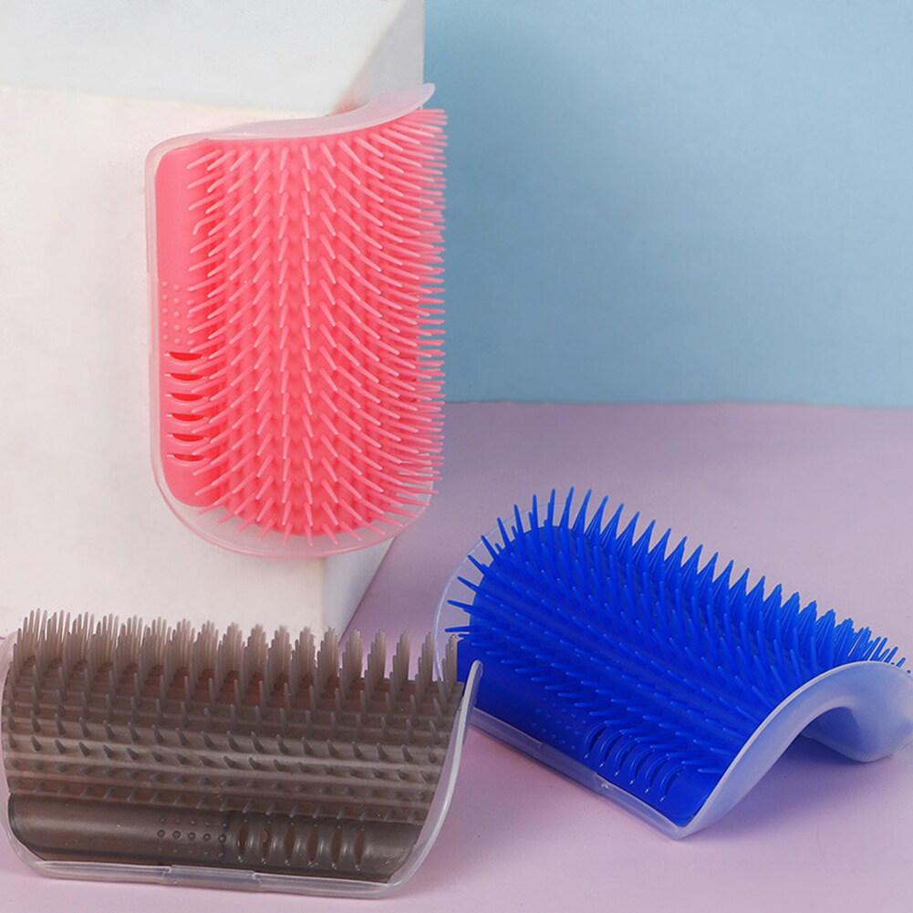 Hittime Cats Brush Corner Cat Massage Self Groomer Comb Brush Cat Rubs