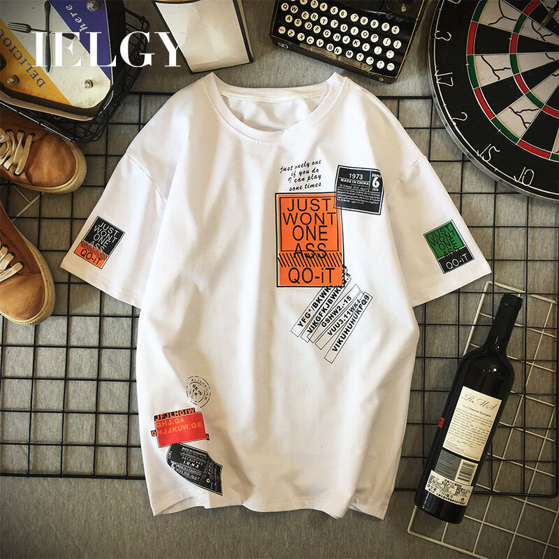 IELGY Short-sleeved t-shirt men's summer new five-point sleeve shirt loose half-sleeved compassionate Korean men