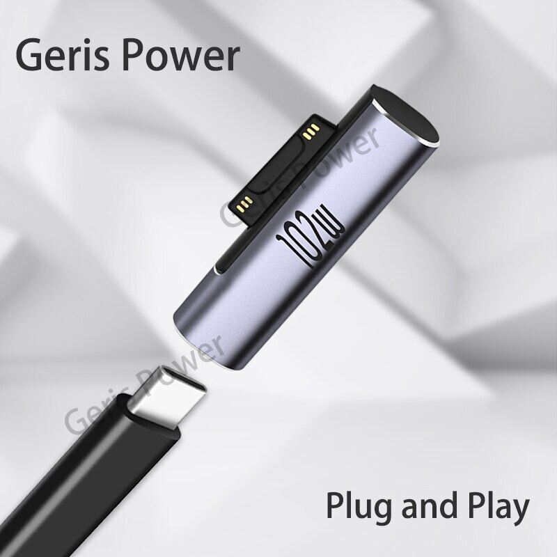 Đầu Nối Bộ Chuyển Đổi Nguồn PD USB Type C 15V 102W Bộ Chuyển Đổi Sạc Nhanh Cho Microsoft Surface Pro 8 7 6 5 4 3 Go Book 1 2 3