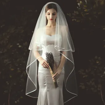 ivory bridal veils with pearls