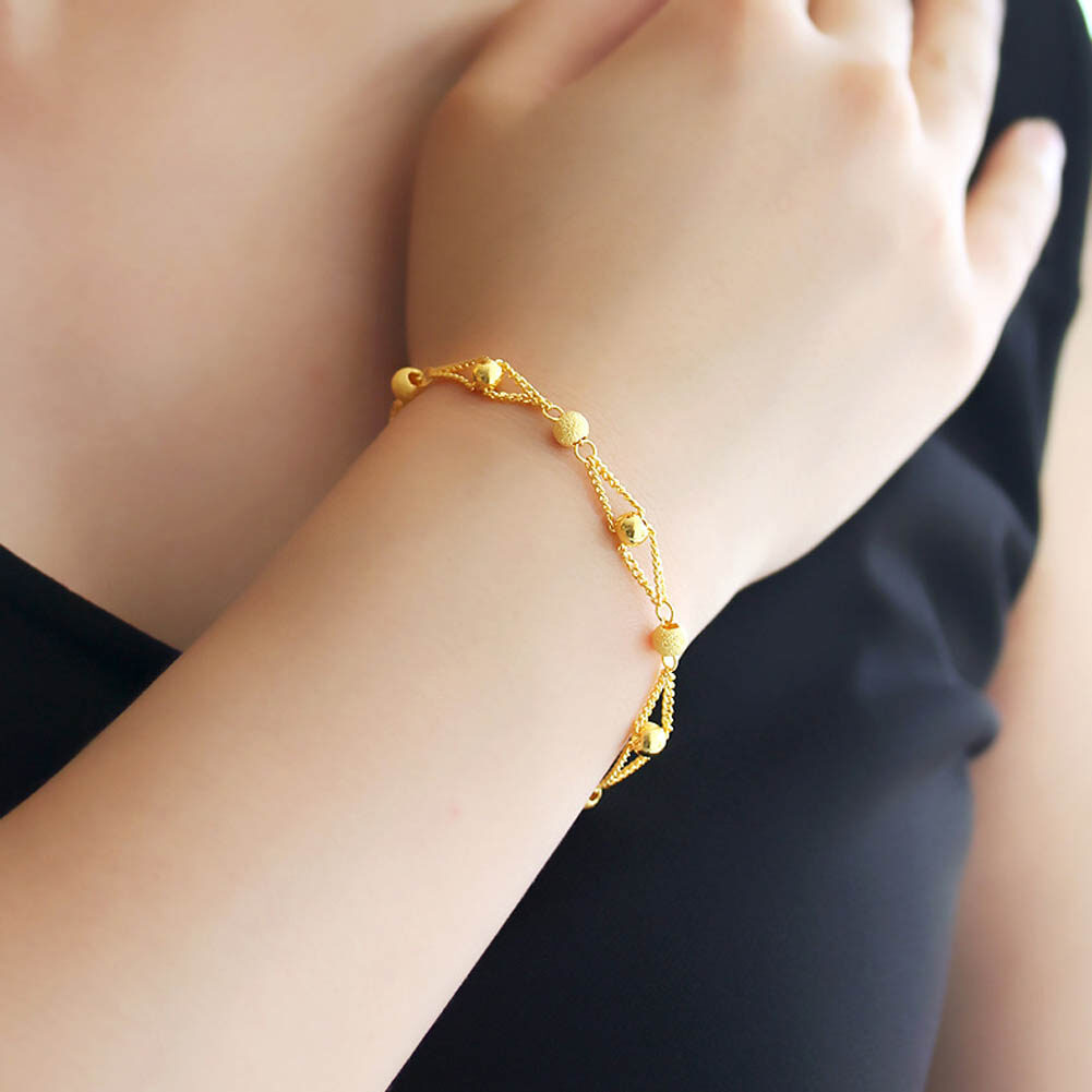 Women Gold Color Bracelet Fashion Hand Wrist Decoration Gilded Cuff Bracelet