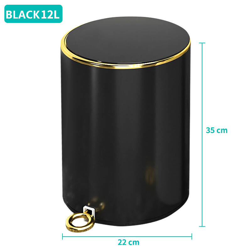 Konco 12L round Pedal Trash can Garbage Bins Metal shell luxurious Trash bins Recycling Bins with Lid Nordic style Trash Can Bathroom Toilet bin Kitchen waste bin