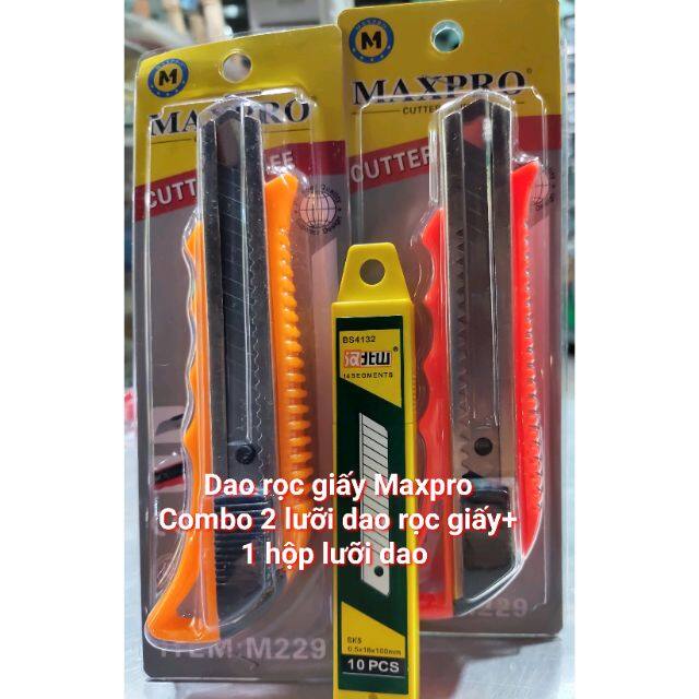 Dao rọc giấy cao cấp Maxpro (2 dao rọc giấy+1 hộp lưỡi dao)