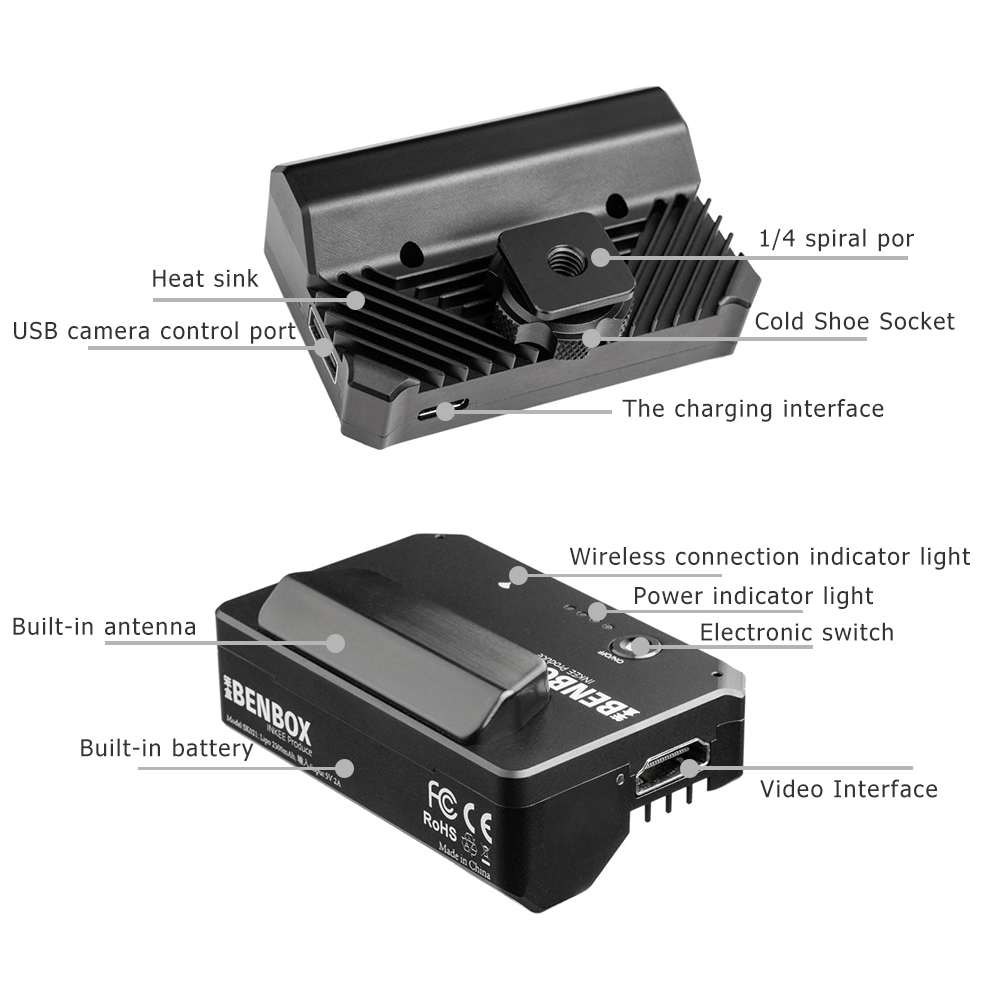 INKEE BENBOX Dual Channel Wire-Less Video Trans-Mitter 1080Pการส่งWi-Fi ...