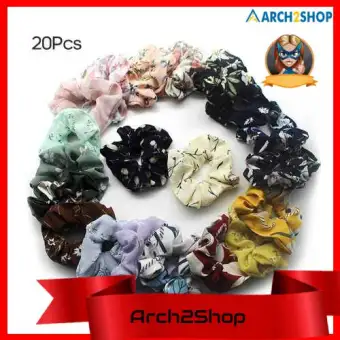 20pcs Hair Scrunchies Chiffon Flower Elastic Hair Ties Ponytail