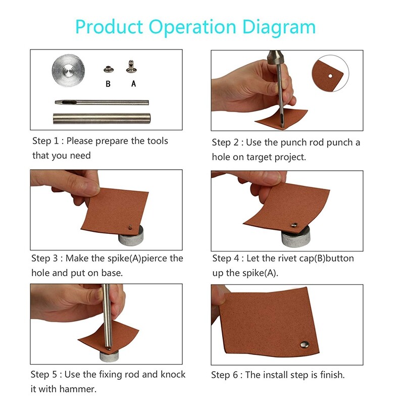 300 Sets 3 Sizes Leather Rivet Double Cap Buttons Press Studs Pliers Replacement