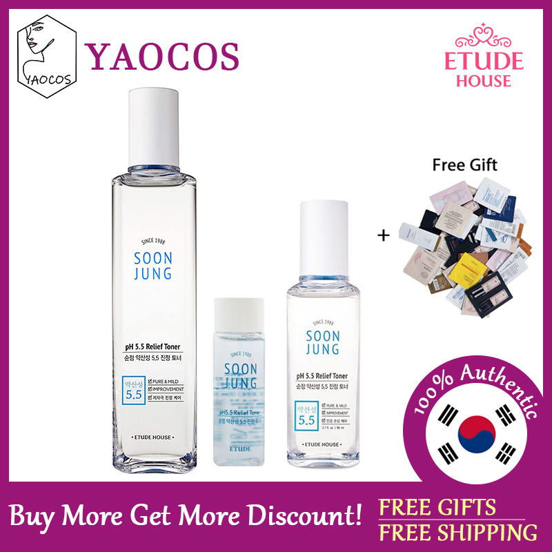 [ETUDE HOUSE] Soon Jung PH 5.5 Toner Cứu Trợ Du Lịch Cỡ 25Ml/80Ml/200Ml