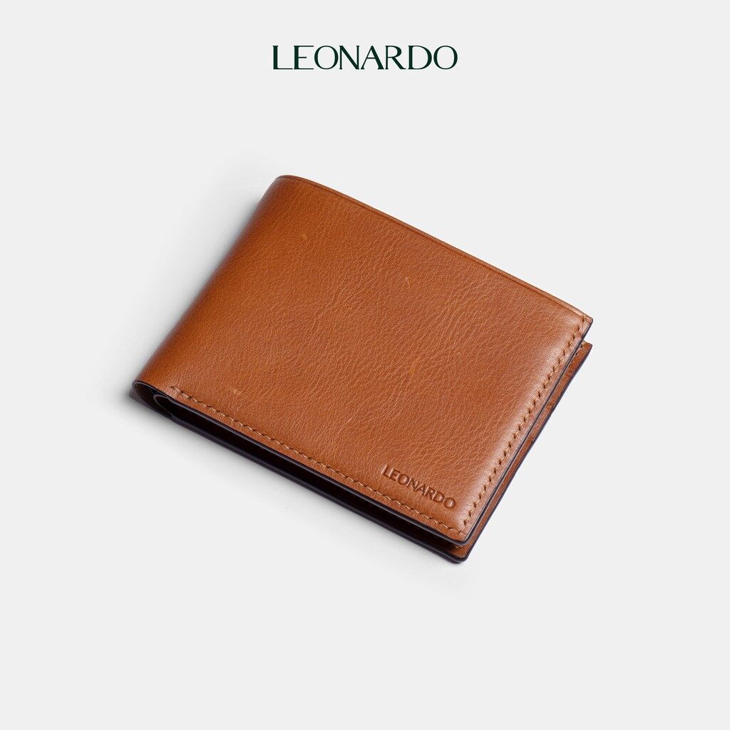 Ví da nam gập đôi Leonardo Mori da Vachetta nhập khẩu