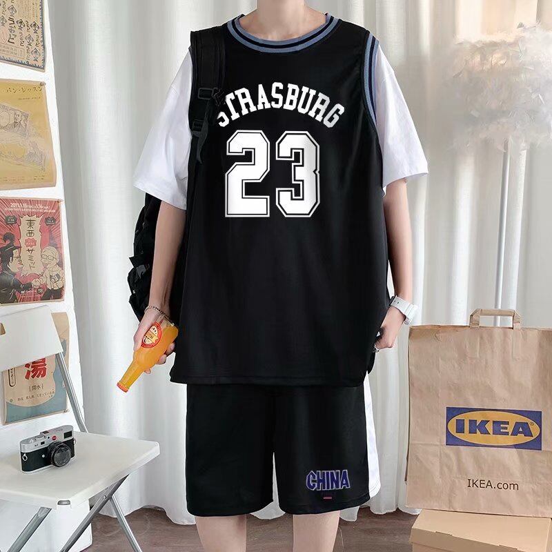 WOMA casual sports basketball uniform men's basketball uniform suit No. 23 Jersey Short Sleeve T-Shirt