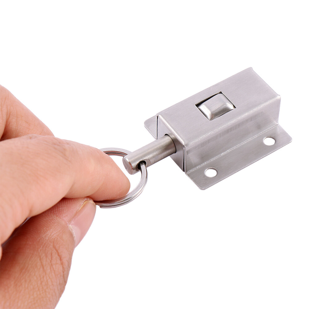 Durable with Button Spring Door Slide Lock Door Bolts Lock Barrel Bolt Door Hardware