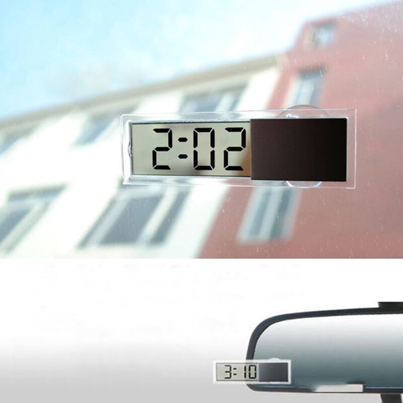 Car Digital Clock Temperature Display Electronic Clock / Thermometer Auto Electronic LCD Digital Clock with Sucker