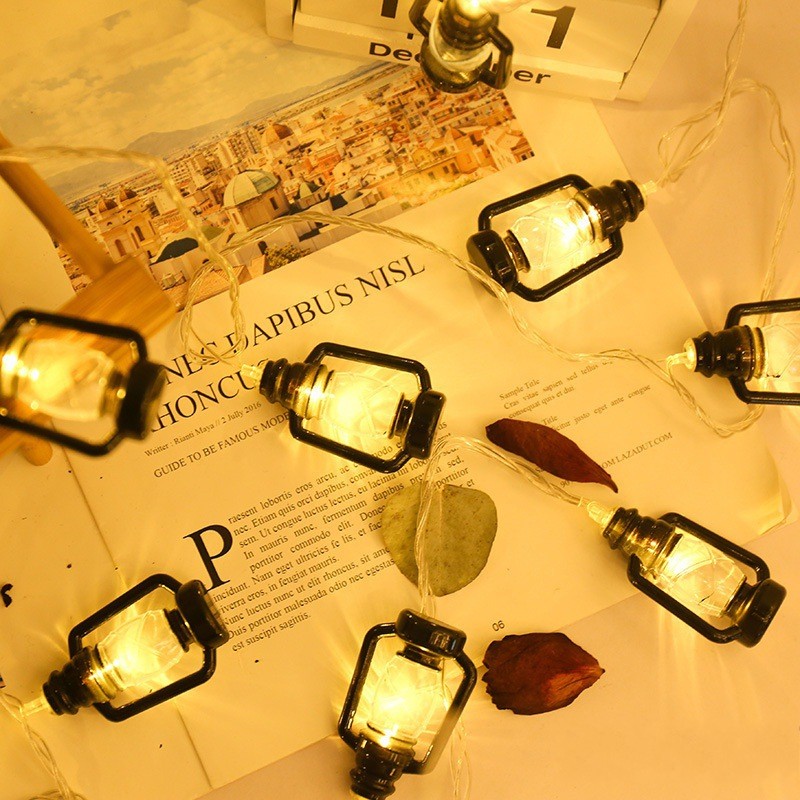 Dây Đèn Chai Dầu Hỏa 10LED Đèn Lồng LED Vòng Hoa Cổ Tích Dây Đèn Chạy Bằng Pin Trang Trí Trong Nhà Ngoài Trời Gia Đình