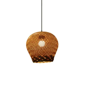 basket weave bamboo pendant lamp