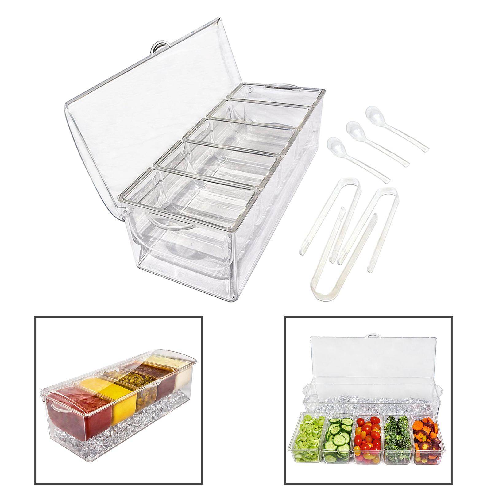 Wander Cloudly Chilled Serving Tray Acrylic Appetizer Serving Tray Serving Platter Dish Container Kitchen Clear Chilled Condiment Server for Shrimp Fruits