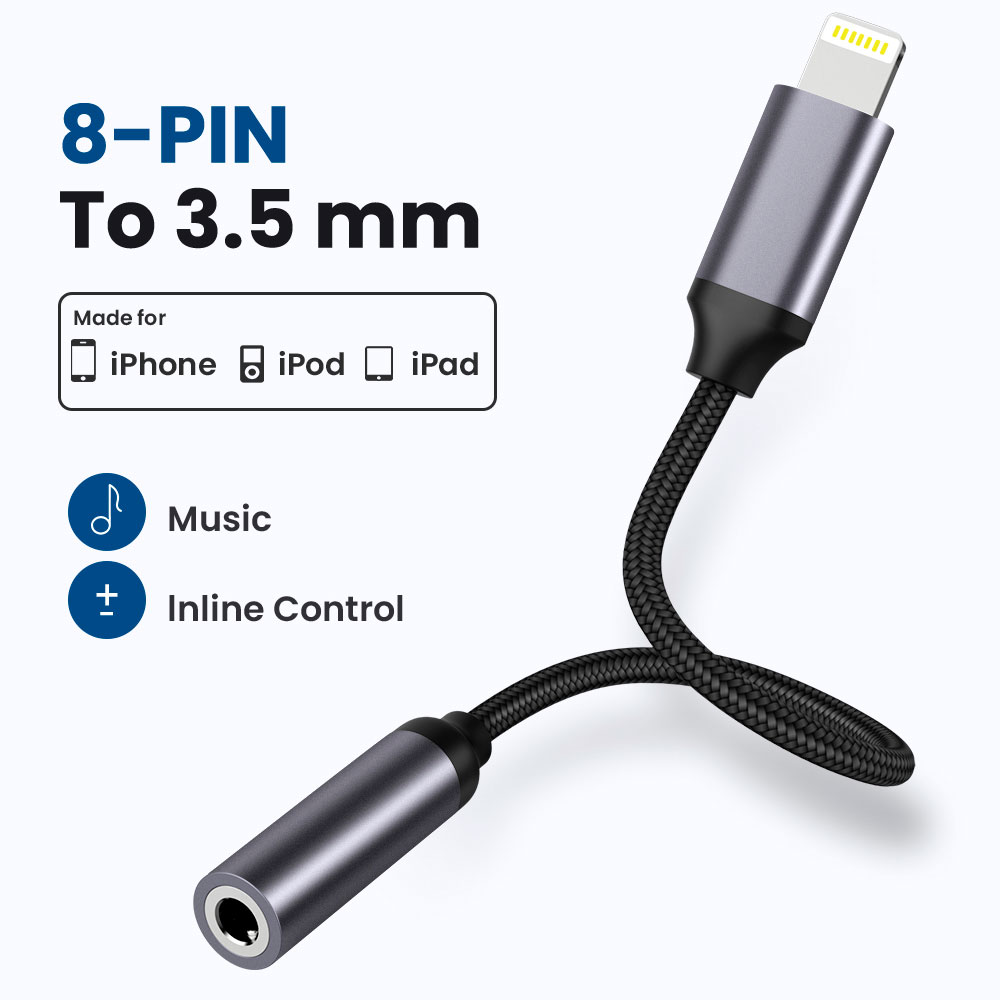 DAMILE Lightning to 3.5mm Adapter For iPhone Lightning to 3.5mm AUX Lightning Cable Adapter For iPhone 13 12 Pro Adapter iPhone Cable Headphone Connector Mini Audio Splitter for iOS 14 Above Adapter 10UL