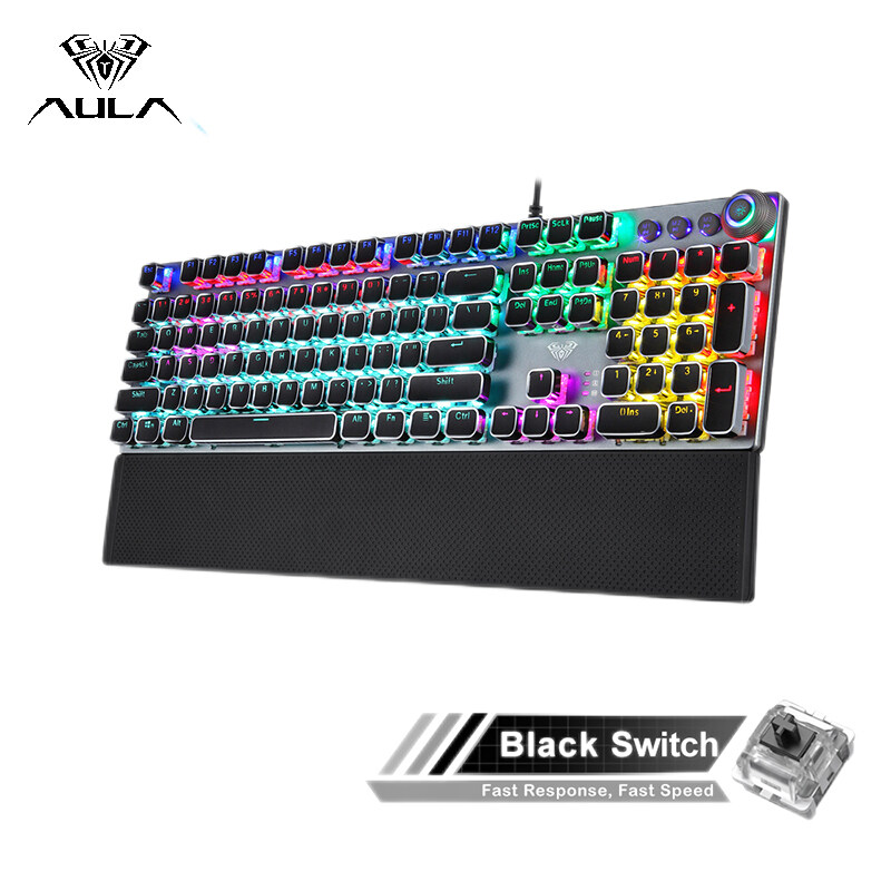 AULA F2088 Game Mechanical Keyboard RGB Backlight Punk Electroplating Keys 104-key Macro Programming Professional Gaming Keyboard for Computer Desktop Laptop Singapore