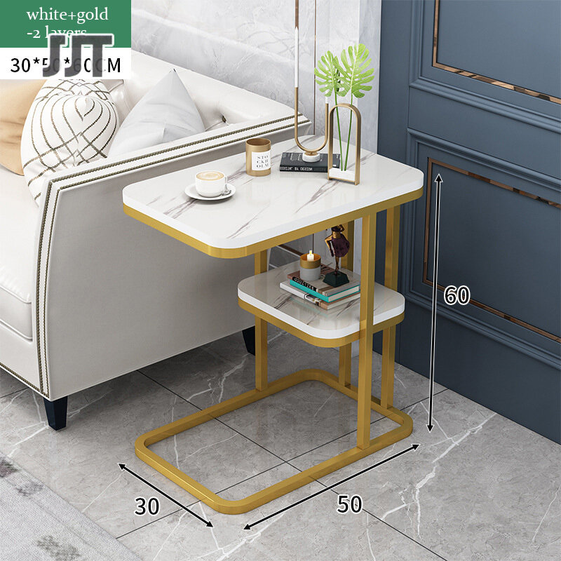 JJT coffee table sofa side table Coffee table modern Coffee table, coffee table, sofa table, multipurpose reception table, marble pattern, strong, made of marble. strong steel frame Movable coffee table