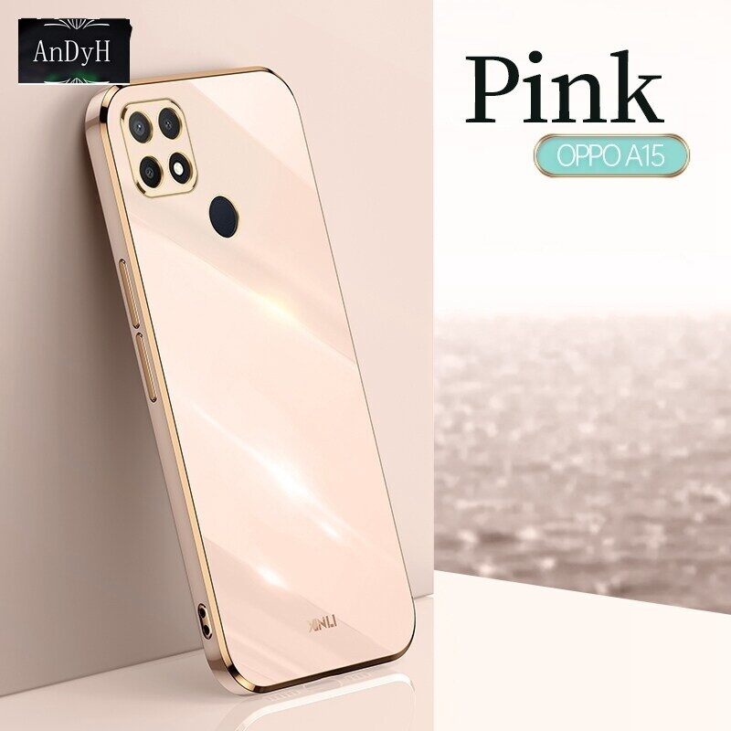 AnDyH Ốp Điện Thoại Mạ Cho OPPO A15 A15S A35 2021 Ốp Bảo Vệ Máy Ảnh Chính Xác Ốp Viền Thẳng Sang Trọng