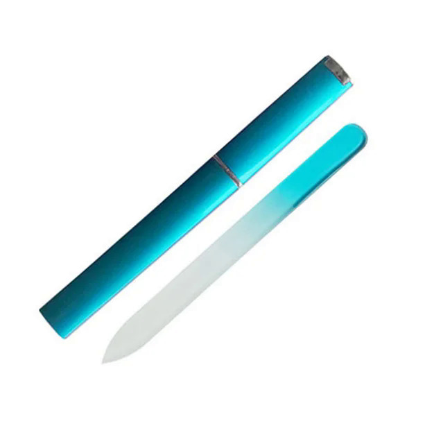 Professional Crystal Glass Nail Files Durable Gradient Double Sided Nail Art Buffer Files With Cases Salon Beauty Tools