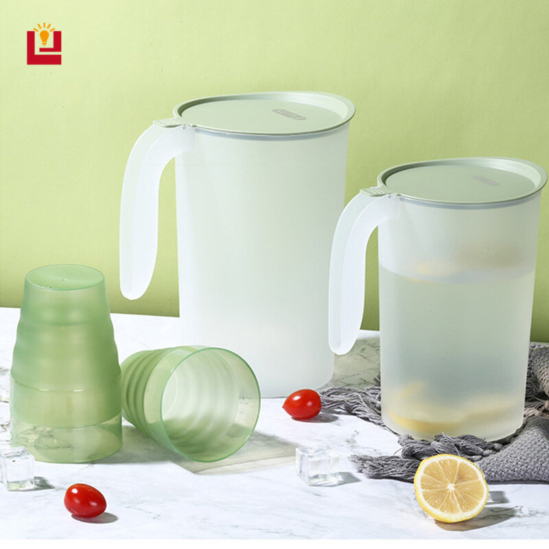 Plastic thickened large-capacity cold kettle cup set household flip-top cold kettle juice milk teapot with scale
