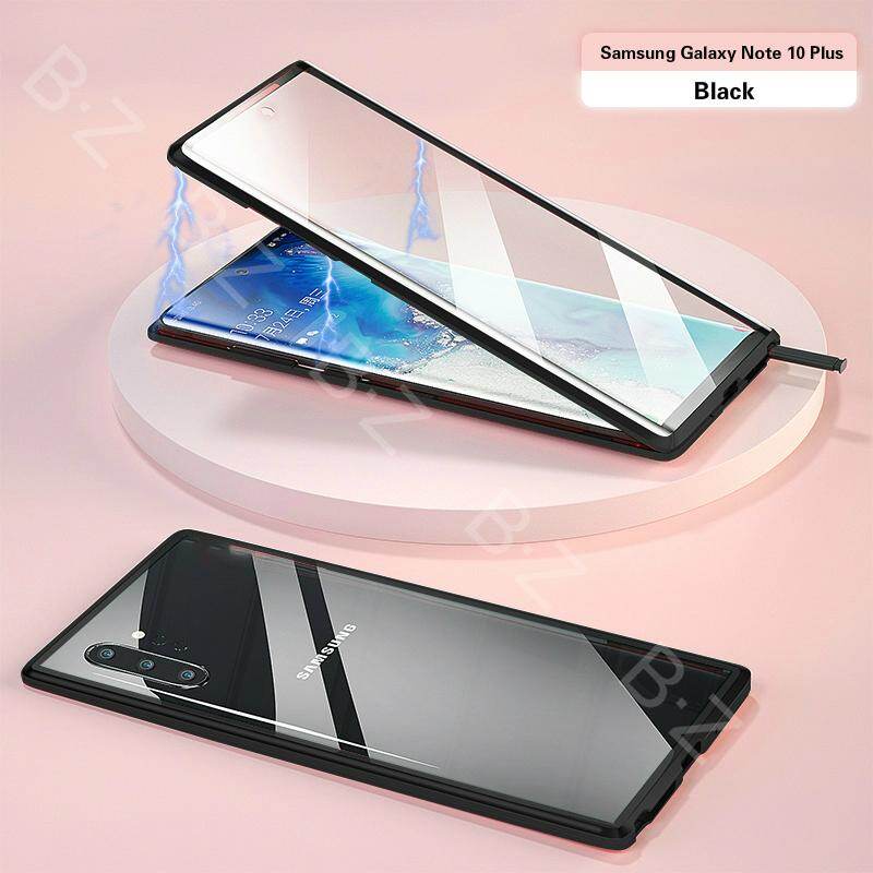 For Samsung Galaxy Note 10 Plus Magnetic Case 360 Front+Back double-sided 9H Tempered Glass Case For Samsung Galaxy Note 10 Plus Metal Bumper Case