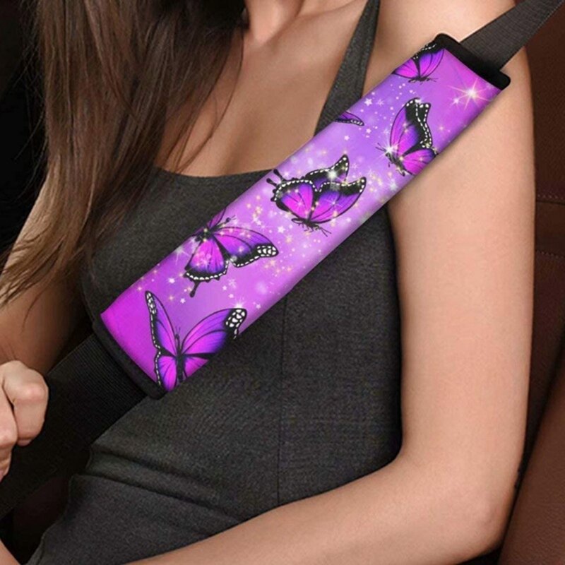 ผีเสื้อสีฟ้ารถที่นั่งเข็มขัด Pads Cover,แผ่นรองไหล่สำหรับเด็กและผู้ใหญ่