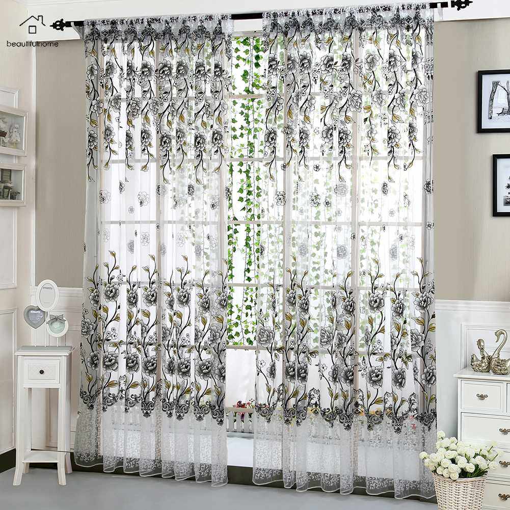 Peony Curtain Living Room Bedroom Home Door Window Curtain