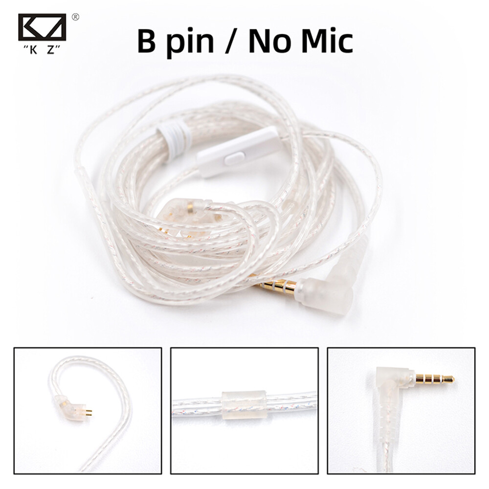 KZ ZSN Headphones Silver Plated Upgrade Cable 3.5mm 2PIN 0.75mm High Purity Oxygen Free Copper Silver-plated Earphone Wire Gold-plated Dedicated Cable Without /With Microphone For ZST ZS10 ZSN ZSX ZS6 ZS3 ZSR ZSN PRO