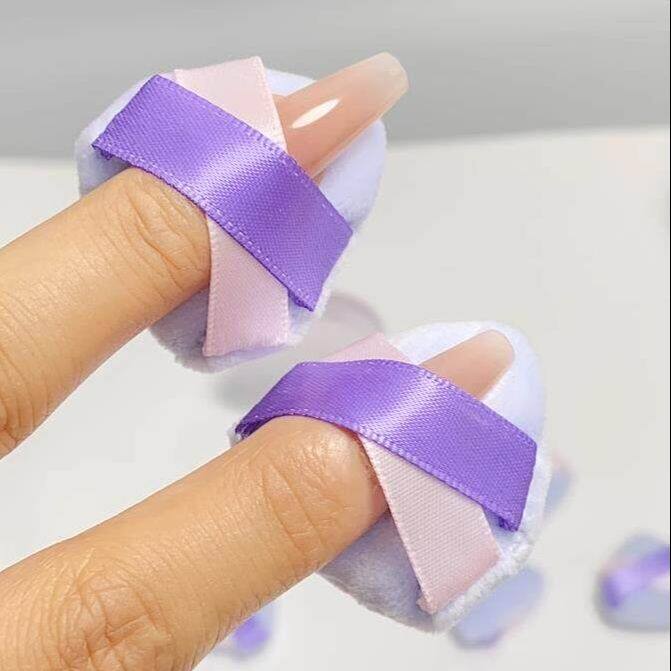 Dorisna Mini Triangle Flocking Powder Puff Velvet Finger Makeup Sponge Compact Setting Powder Blusher Powder Puff