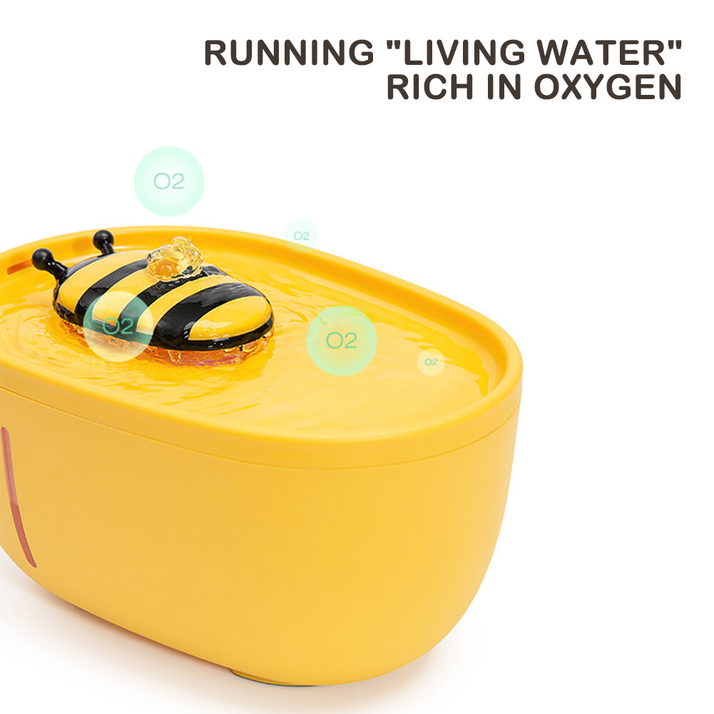 Bee Shape Cat Automatic Water Fountain 2L USB Electric Mute Cat Drinker Bowl Recirculate Filtering Drinker for Cats Pet Water Dispenser