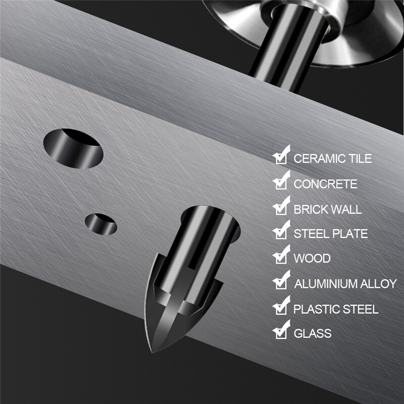 5Pcs Universal Glass Cross Hex Tile Drilling Bit Set Concrete Ceramic Tools Hole Opener Multifunctional Hard Alloy Drill Bit Tip for Woodwork
