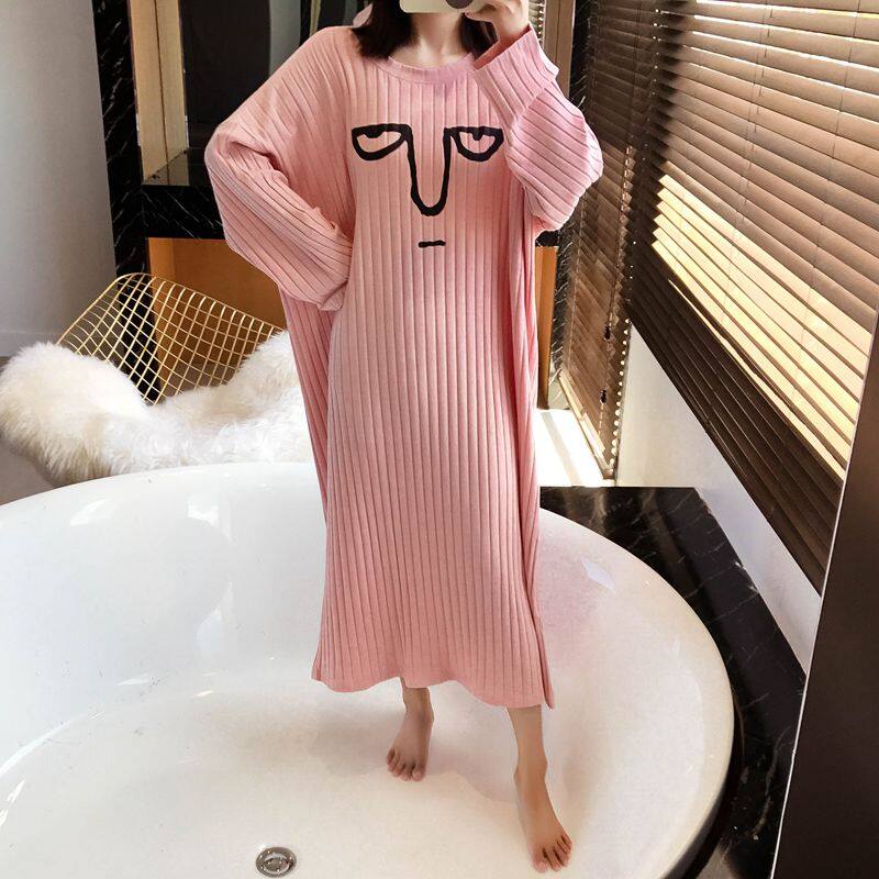 Nightwear for women cute long sleeve loose plus size Maternity Dress casual sleepwear