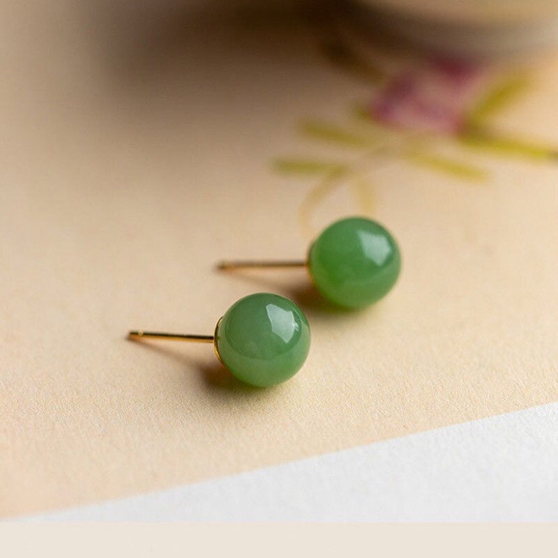 Bông Tai Ngọc Bích Hetian Tự Nhiên Đơn Giản Đẹp Cho Nữ