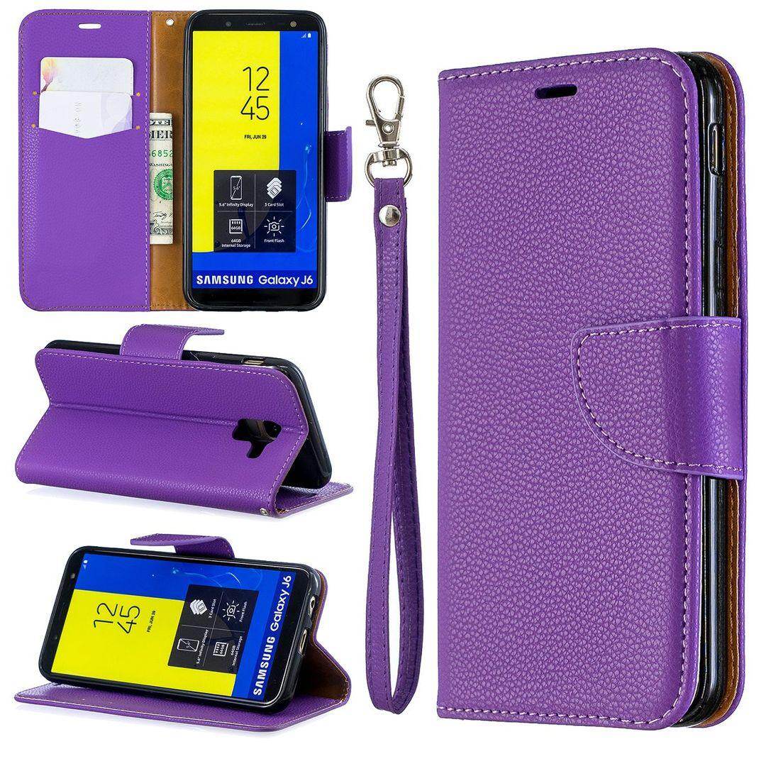 Bujing-Samsung Galaxy J6 case,Galaxy On6(5.6 )case,Unique Lychee with Pu Leather and TPU Wallet,Card slot,Stand Case for Samsung Galaxy J6 / Galaxy On6 (5.6 )