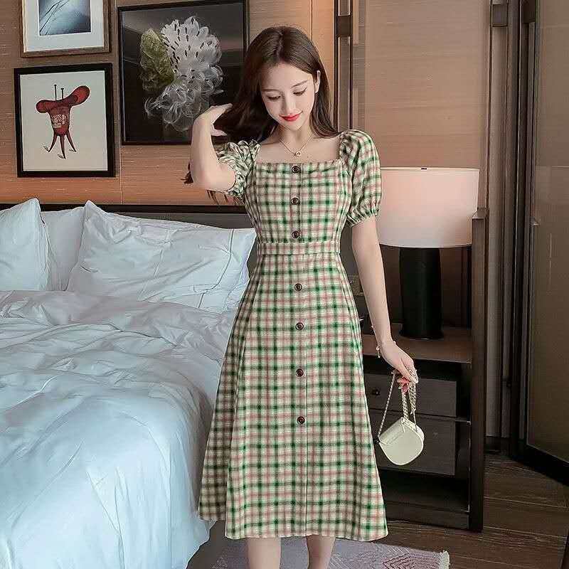 Korean hot sale plaid dress