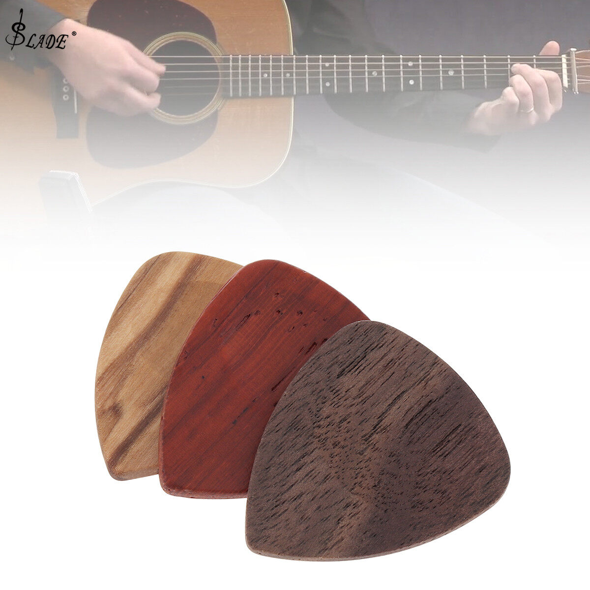 SLADE Wood Material Guitar Picks Plectrum String Instrument Accessories for Acoustic Bass Electric Guitars Ukulele
