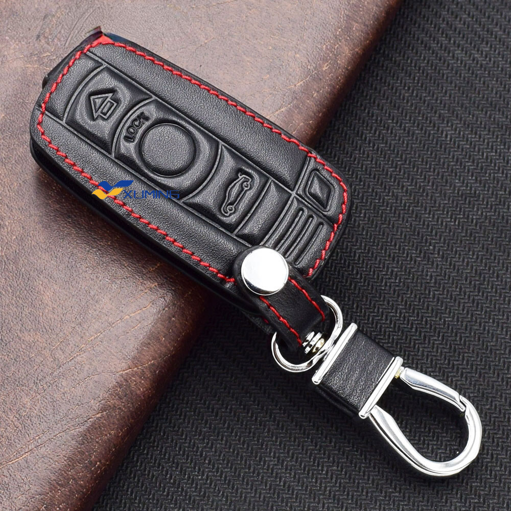 Leather Car Key Case For BMW 1 3 5 6 Series E60 E61 E70 E81 E87 E90 E91 E92 320 X1 X5 X6 Z4 Smart Key Fob Protector Cover