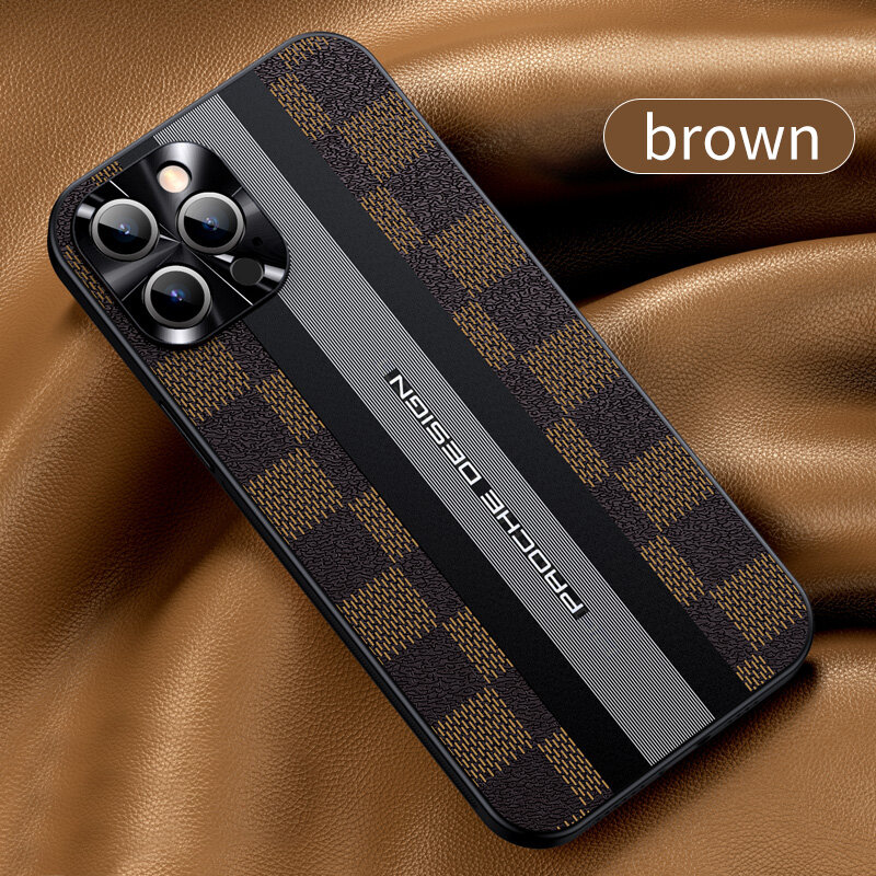 Luxury Fashion Shockproof Camera Lens Protection Silicone PU Leather Mobile Phone Case For iPhone 12 11 Pro Max Mini Back Cover