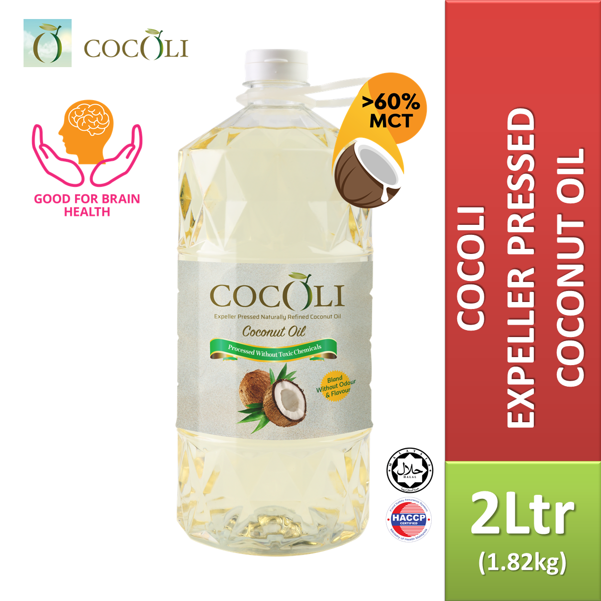 COCOLI Expeller Pressed Naturally Refined Coconut Oil 1L (0.91kg) / 2L