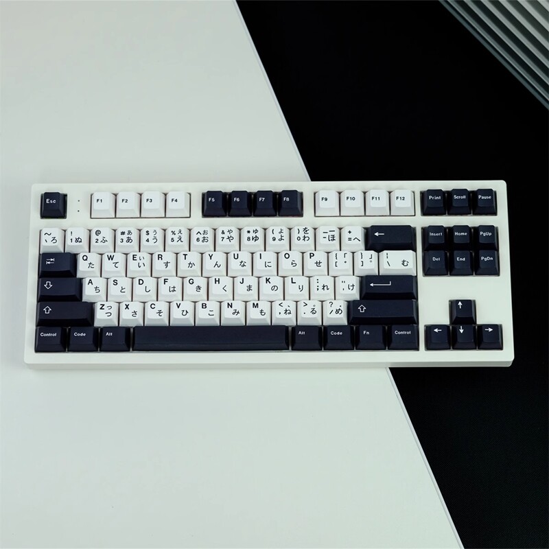 GMK คีย์บอร์ดญี่ปุ่นสีดำและสีขาวแบบมินิมอลลิสต์129คีย์โปรไฟล์เชอร์รี่