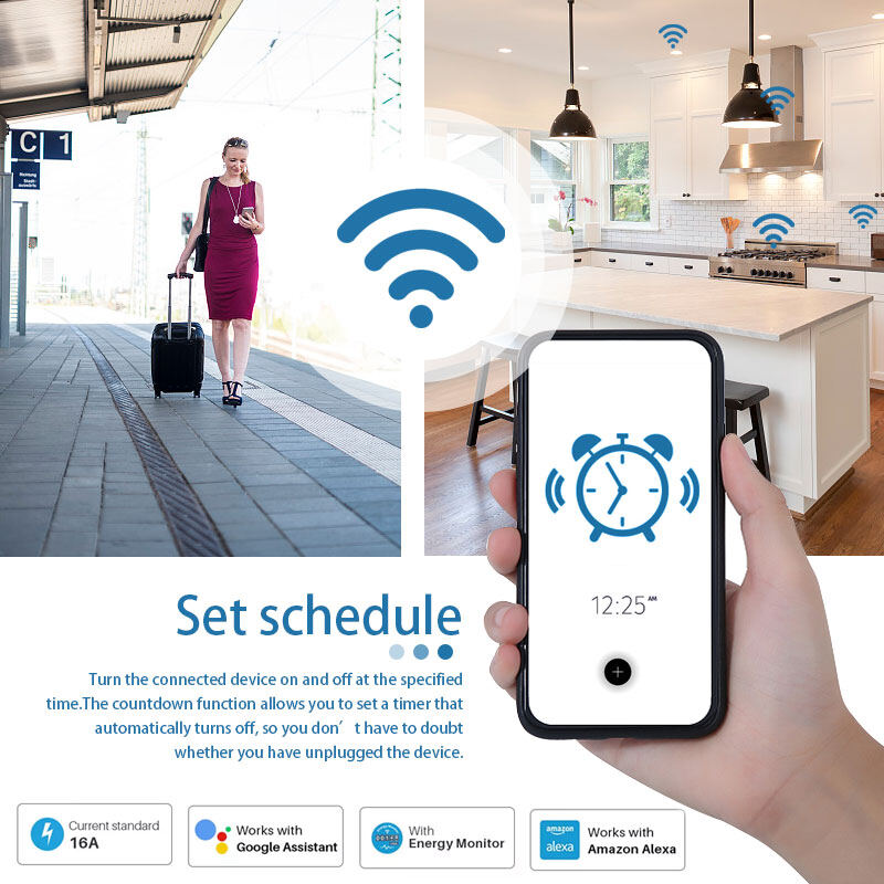Burstore 【Thanh Toán Khi Nhận Hàng/Hàng Có Sẵn】ổ Cắm Từ Xa Không Dây WIFI Phích Cắm EU Chất Lượng Cao Phích Cắm Hẹn Giờ Thông Minh 100-240V 16A Điều Khiển Bằng Giọng Nói Ổ Cắm Điện Thông Minh PC Chống Cháy Tại Nhà EU Thống Kê Điện Với Alexa